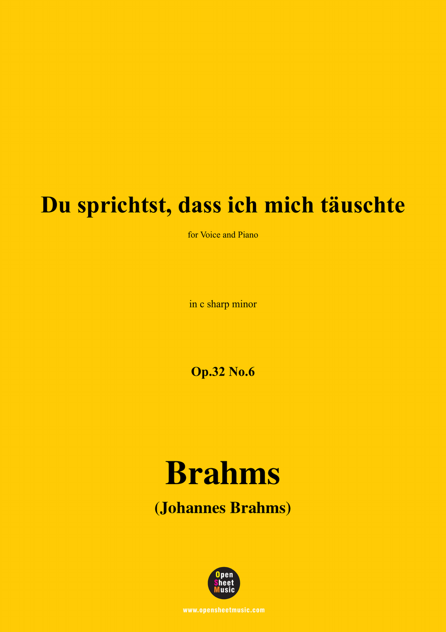 Brahms-Du sprichst,dass ich mich tauschte,in c sharp minor Piano, Vocal scores gallery preview page 1