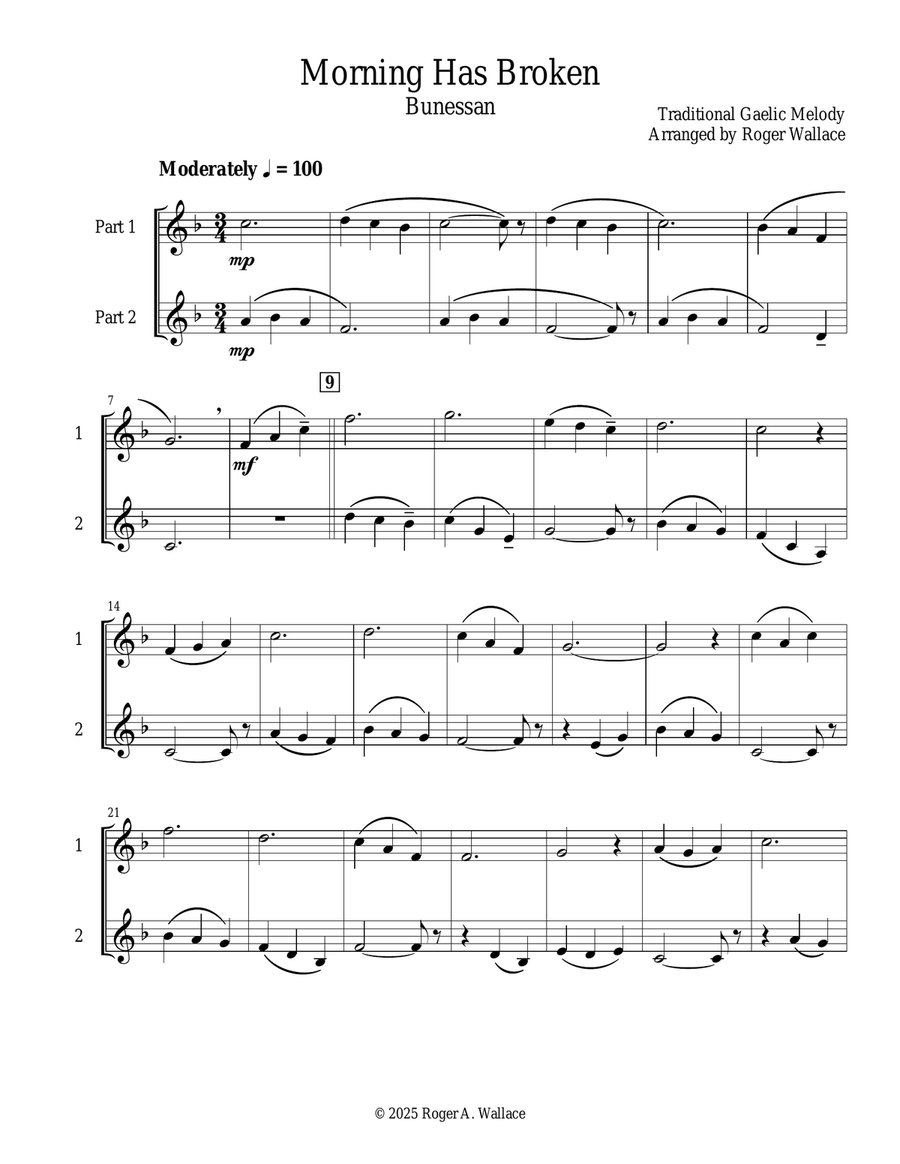 Morning Has Broken (Clarinet Duet) Clarinet Duet scores gallery preview page 2