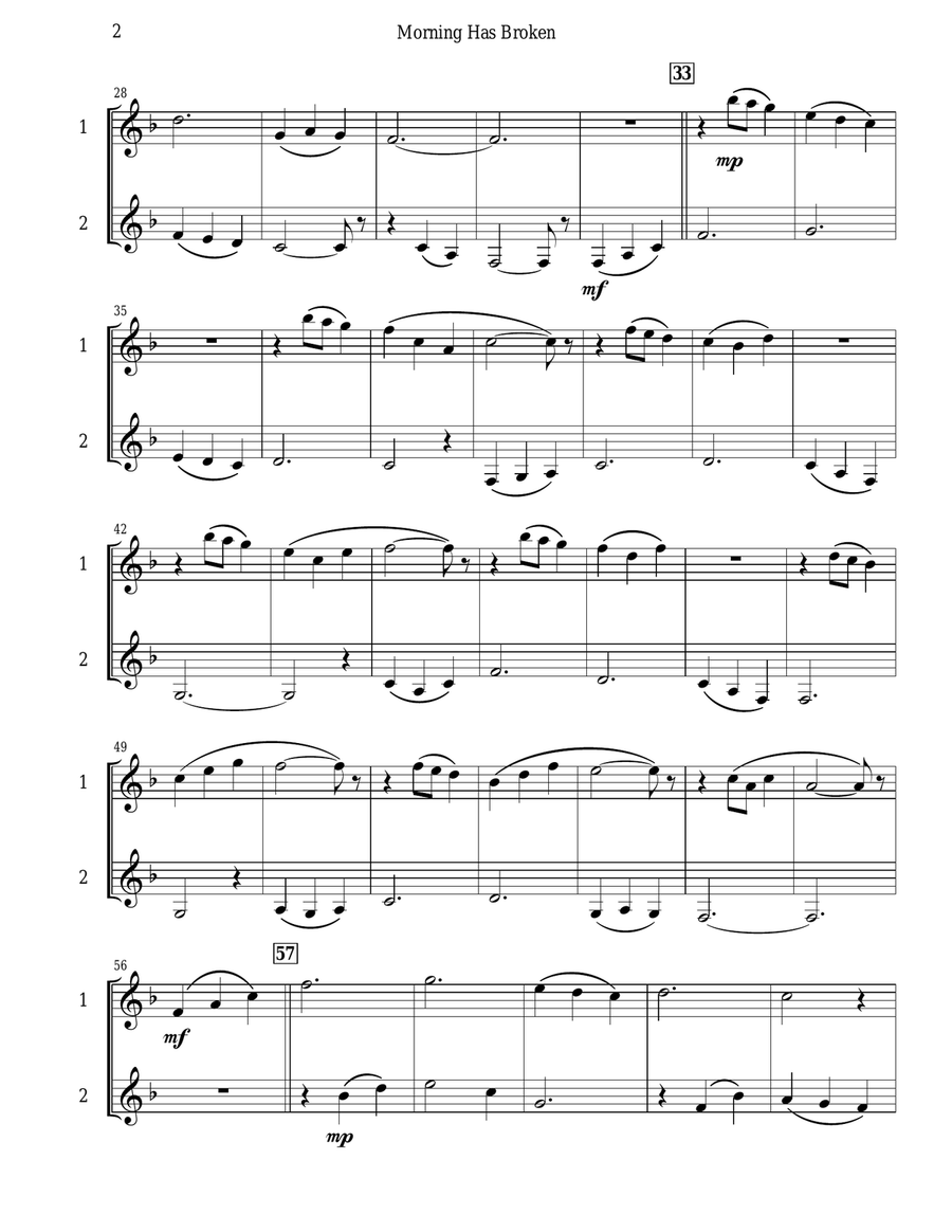 Morning Has Broken (Clarinet Duet) Clarinet Duet scores gallery preview page 3
