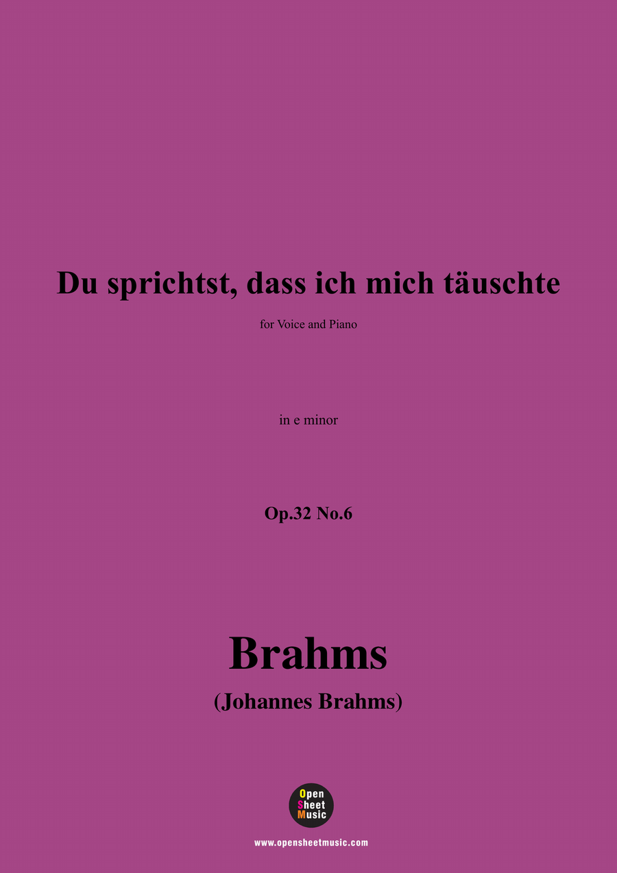 Brahms-Du sprichst,dass ich mich tauschte,in e minor Piano, Vocal scores gallery preview page 1