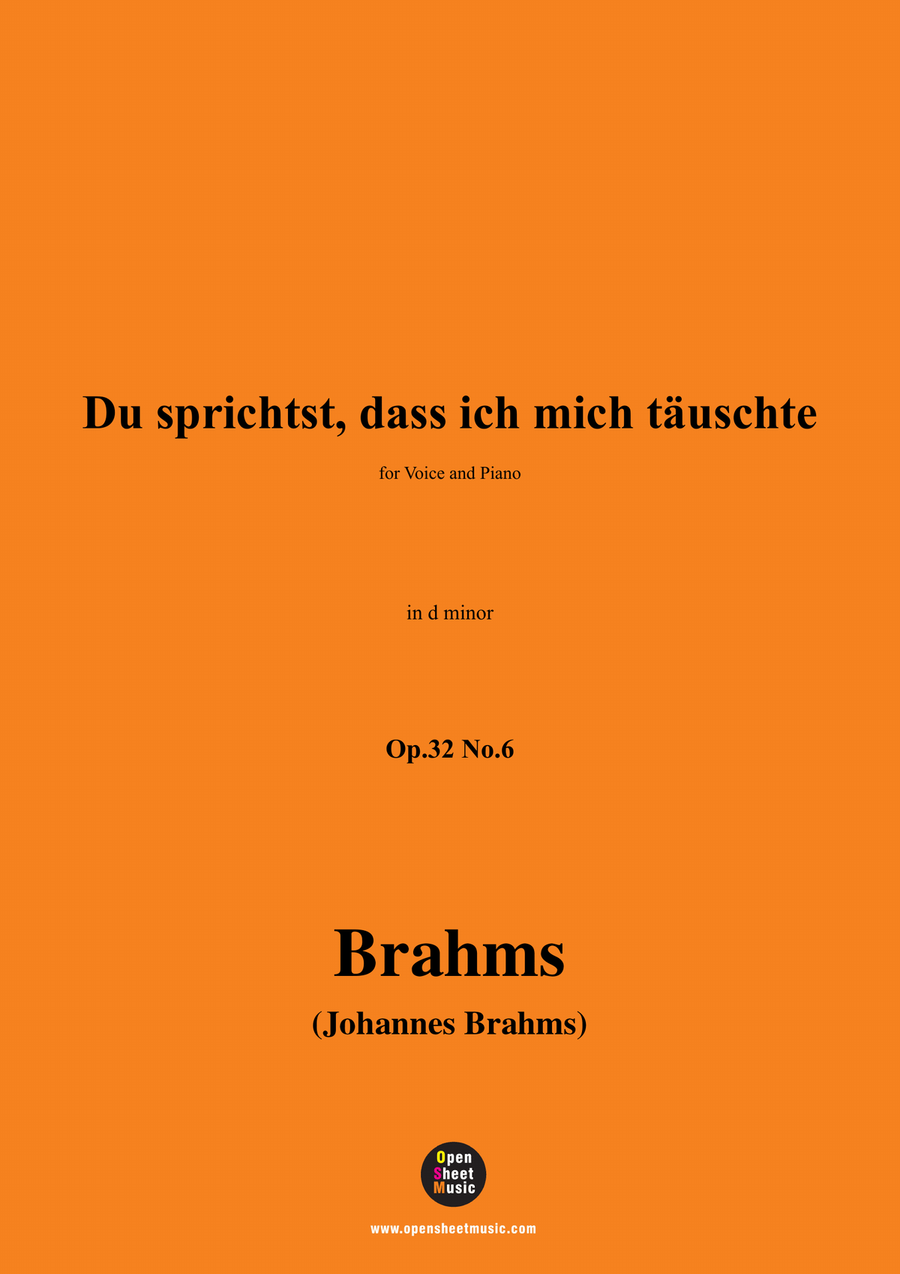 Brahms-Du sprichst,dass ich mich tauschte,in d minor Piano, Vocal scores gallery preview page 1