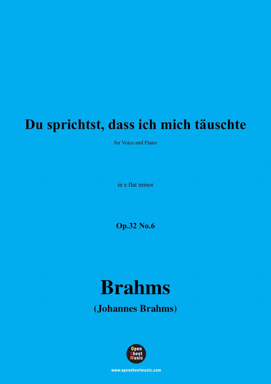 Brahms-Du sprichst,dass ich mich tauschte,in e flat minor Piano, Vocal scores gallery preview page 1