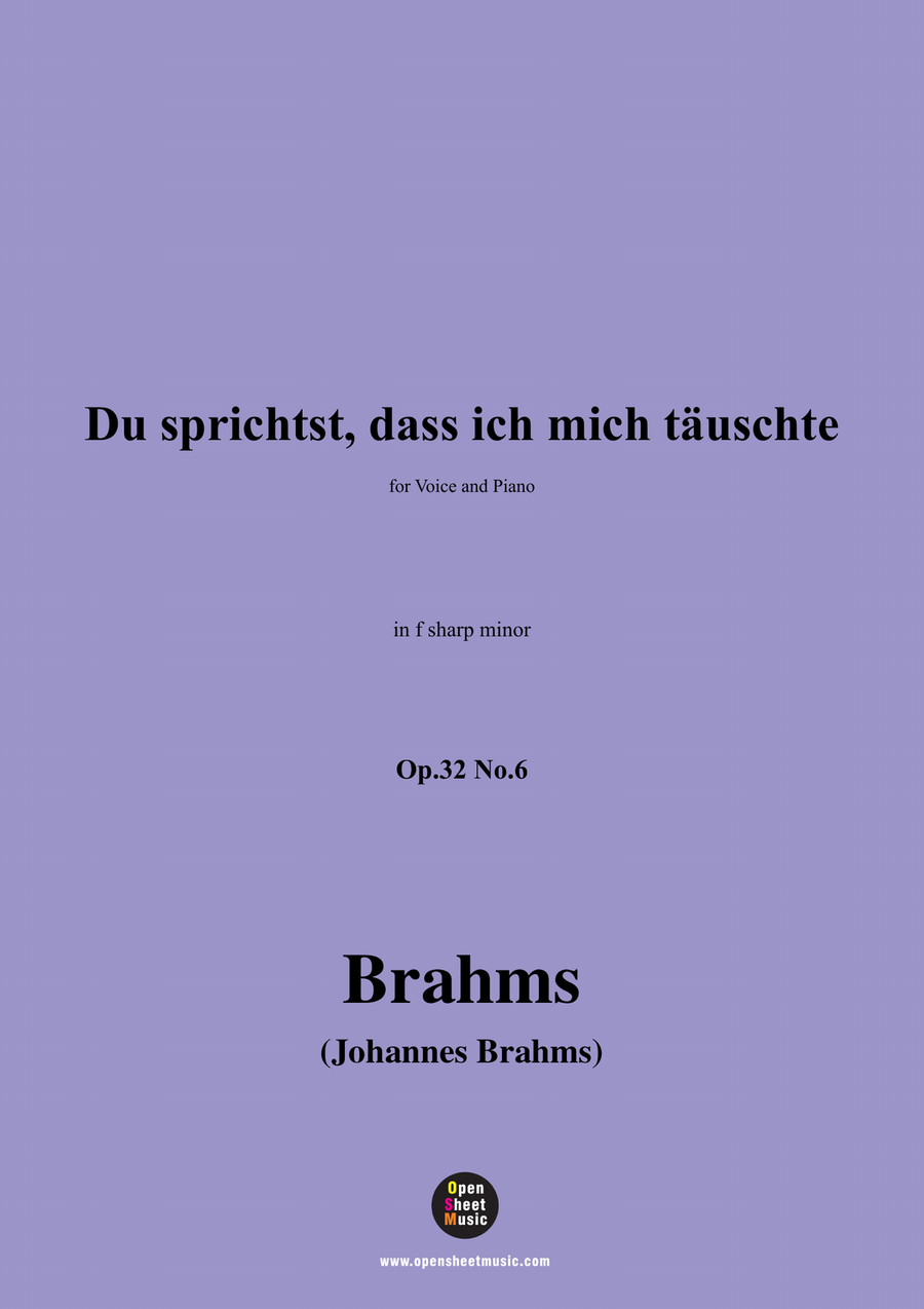 Brahms-Du sprichst,dass ich mich tauschte,in f sharp minor Piano, Vocal scores gallery preview page 1