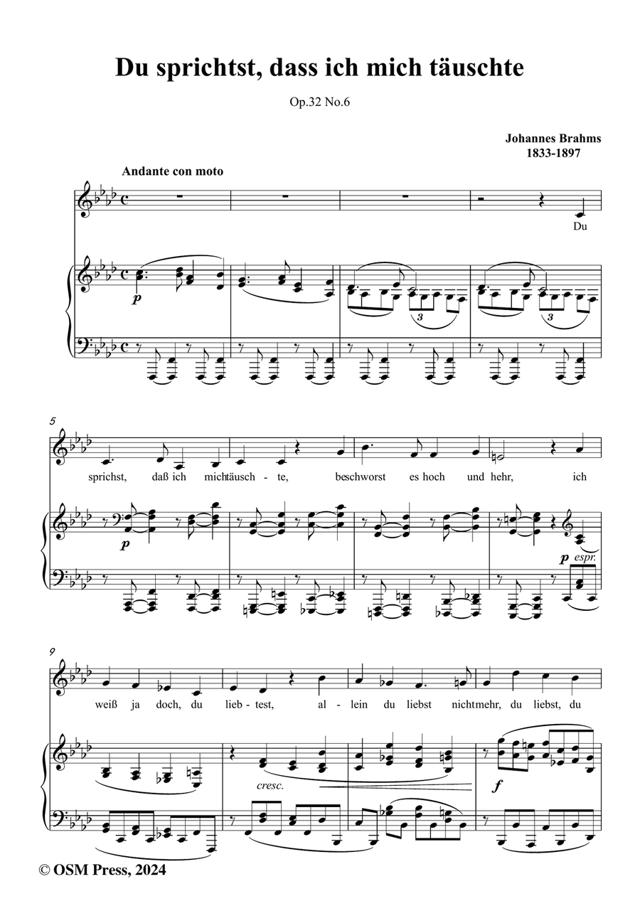 Brahms-Du sprichst,dass ich mich tauschte,in f minor Piano, Vocal scores gallery preview page 2