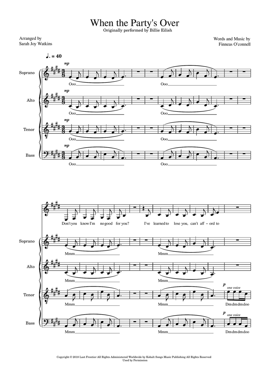 When The Party's Over Divisi scores gallery preview page 1