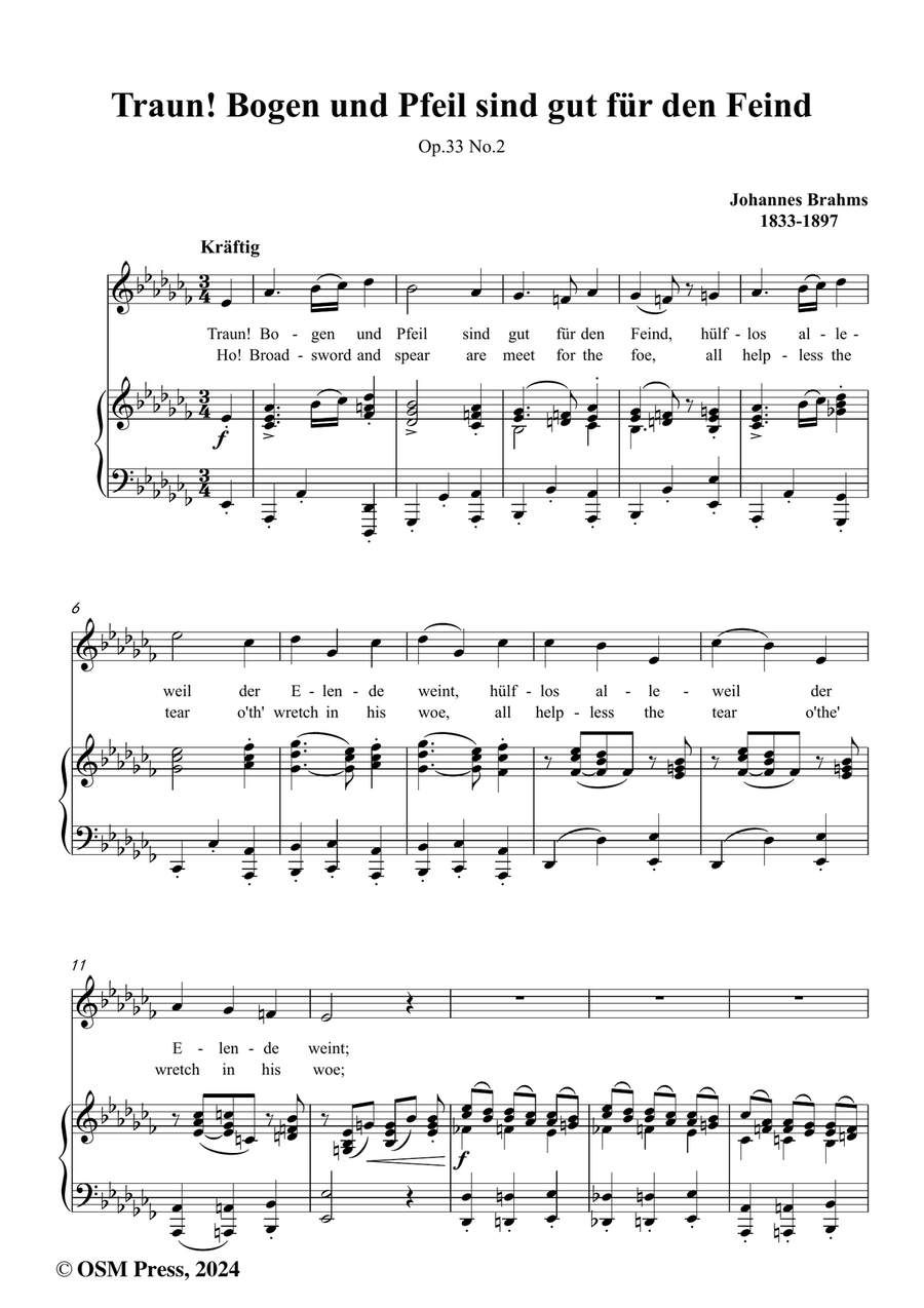 Brahms-Traun!Bogen und Pfeil sind gut fur den Feind,in a flat minor Piano, Vocal scores gallery preview page 2