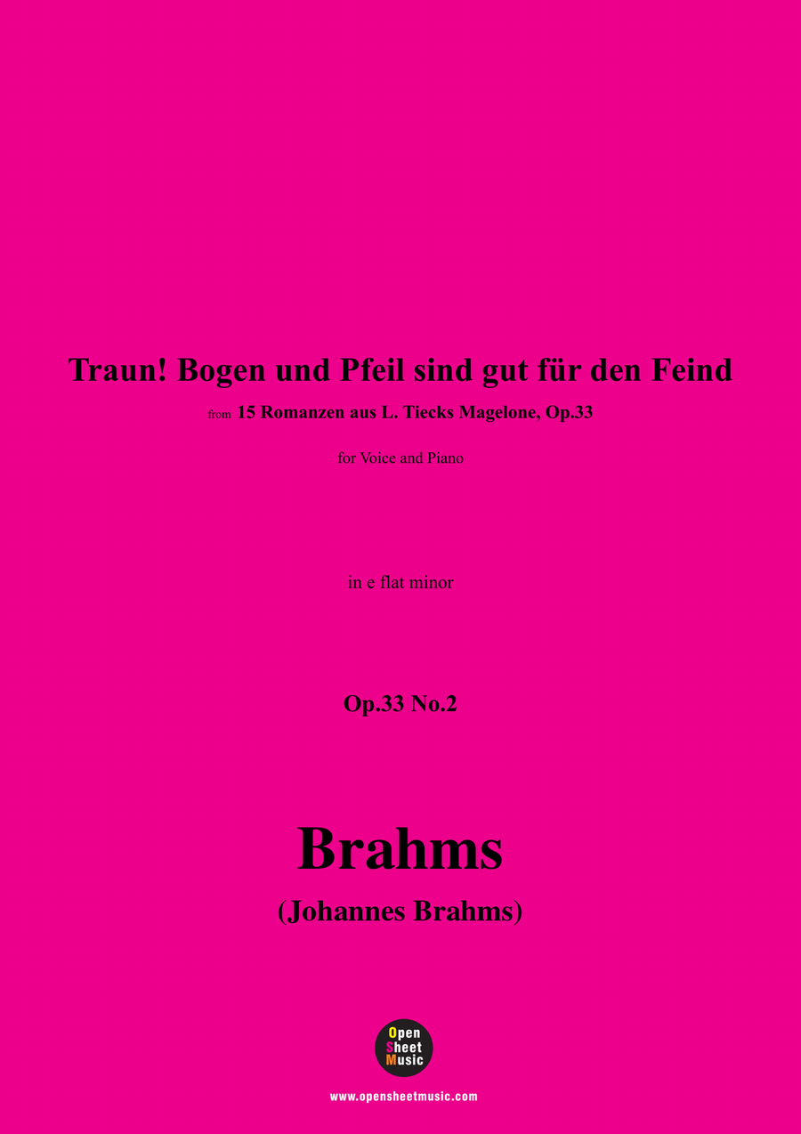 Brahms-Traun!Bogen und Pfeil sind gut fur den Feind,in e flat minor Piano, Vocal scores gallery preview page 1