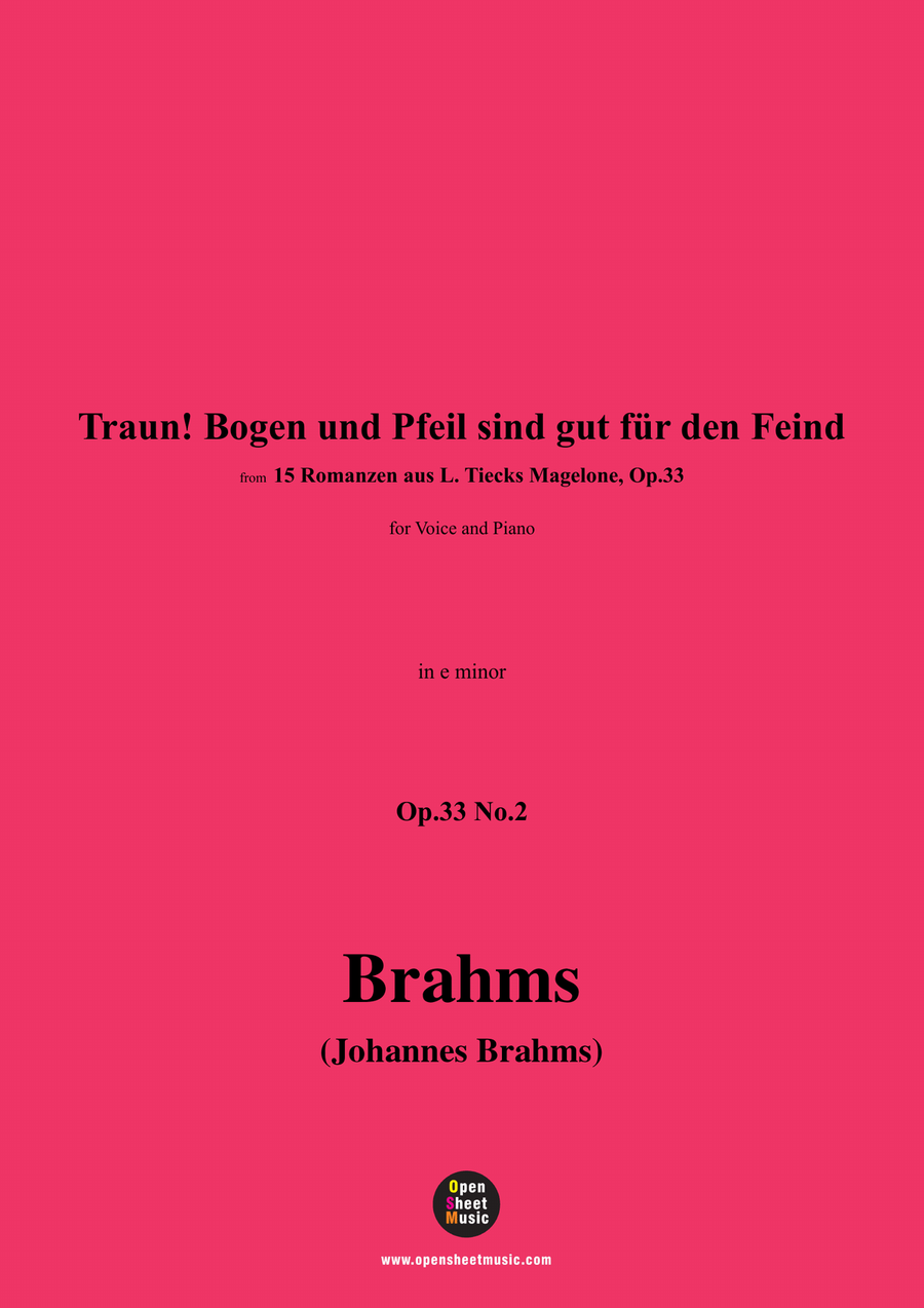 Brahms-Traun!Bogen und Pfeil sind gut fur den Feind,in e minor Piano, Vocal scores gallery preview page 1