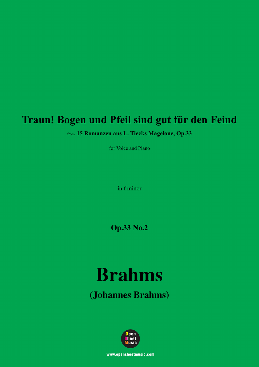 Brahms-Traun!Bogen und Pfeil sind gut fur den Feind,in f minor Piano, Vocal scores gallery preview page 1