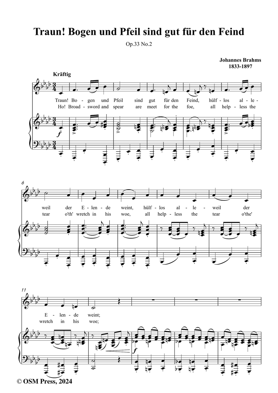 Brahms-Traun!Bogen und Pfeil sind gut fur den Feind,in f minor Piano, Vocal scores gallery preview page 2
