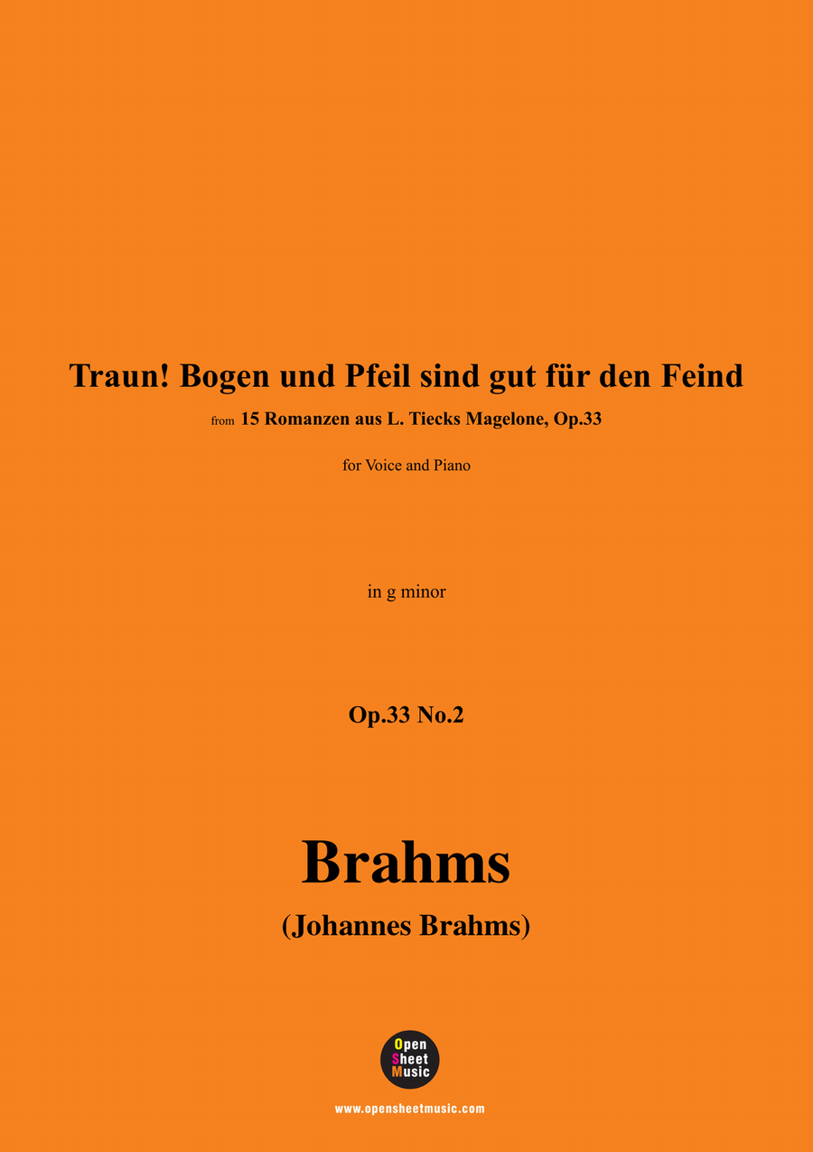 Brahms-Traun!Bogen und Pfeil sind gut fur den Feind,in g minor Piano, Vocal scores gallery preview page 1
