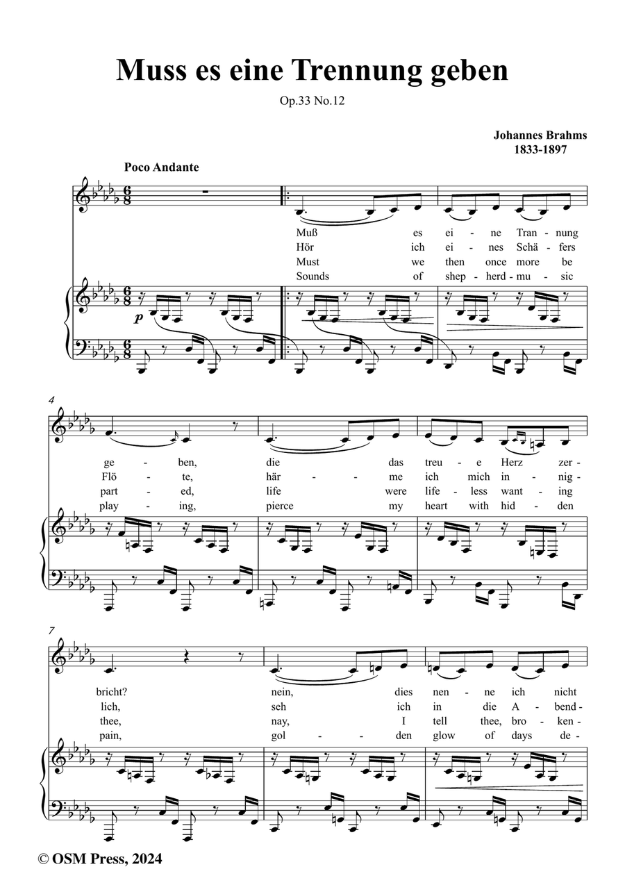 Brahms-Muss es eine Trennung geben,in b flat minor Piano, Vocal scores gallery preview page 2