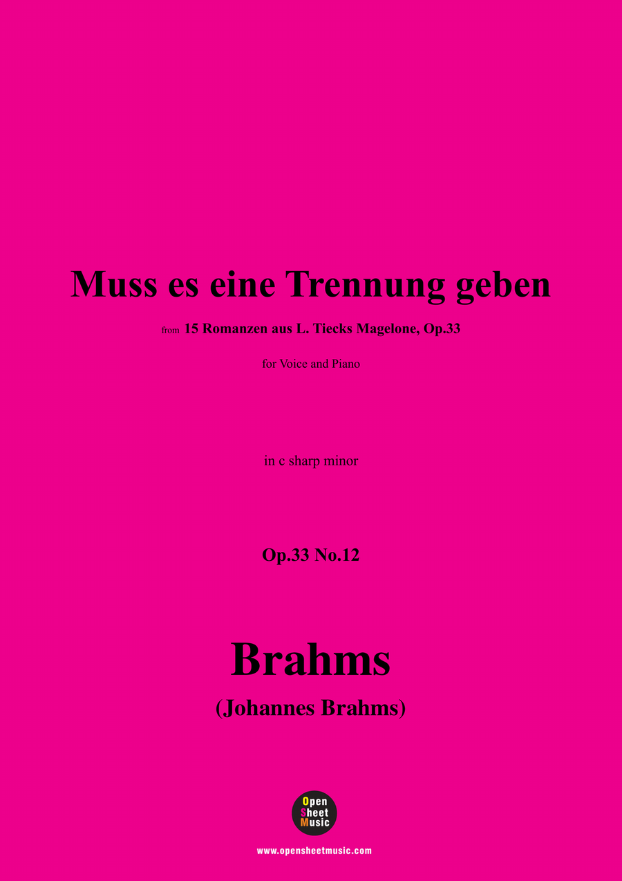 Brahms-Muss es eine Trennung geben,in c sharp minor Piano, Vocal scores gallery preview page 1