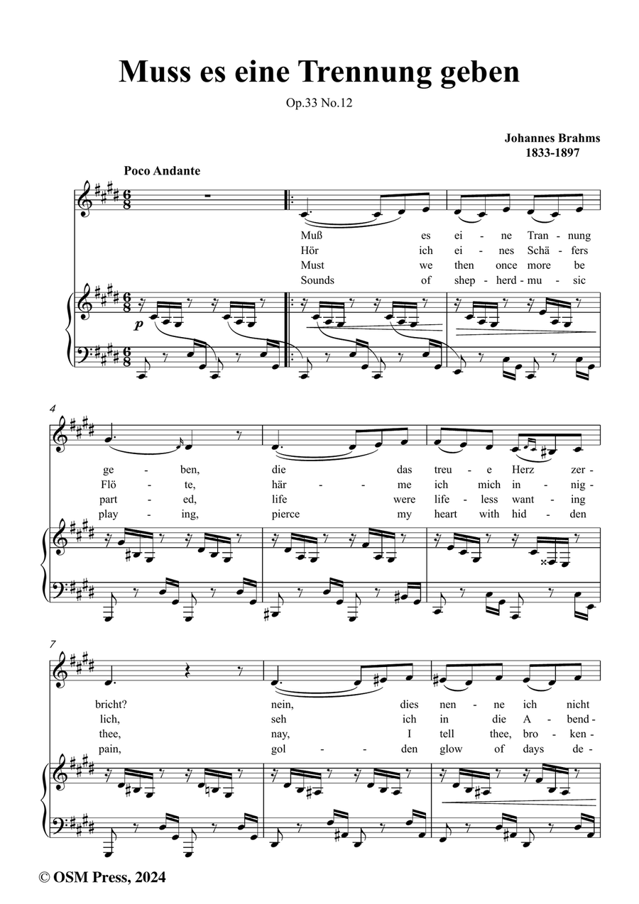 Brahms-Muss es eine Trennung geben,in c sharp minor Piano, Vocal scores gallery preview page 2