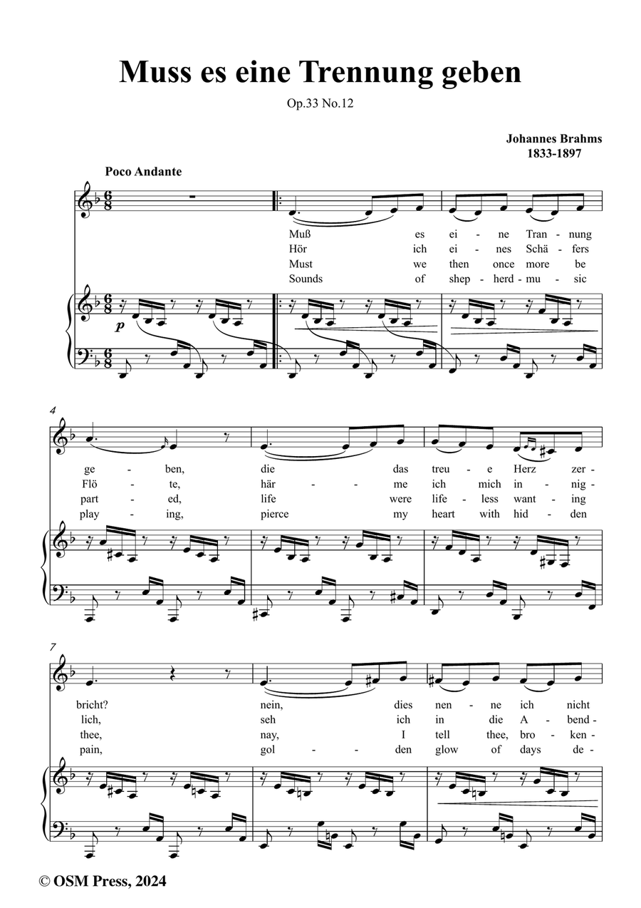 Brahms-Muss es eine Trennung geben,in d minor Piano, Vocal scores gallery preview page 2