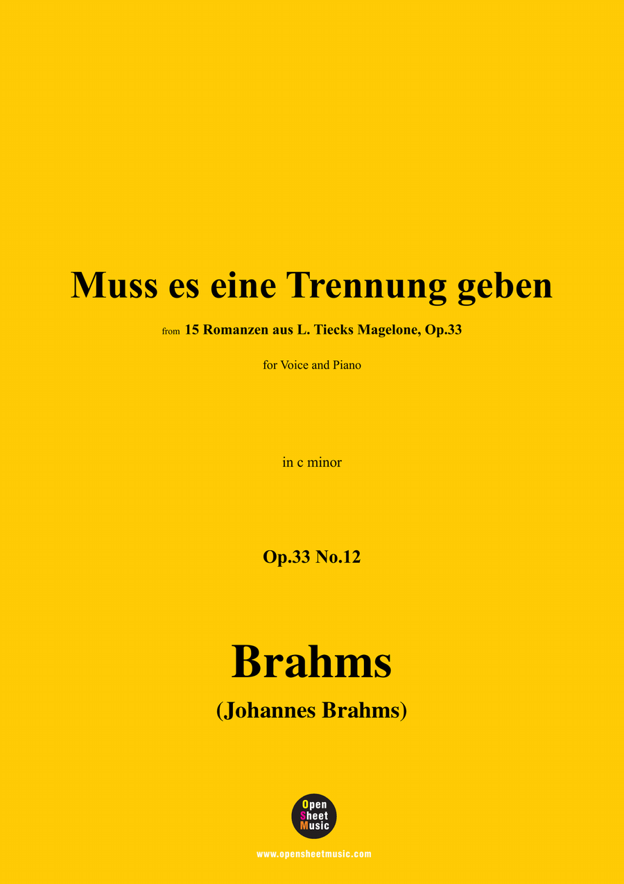 Brahms-Muss es eine Trennung geben,in c minor Piano, Vocal scores gallery preview page 1