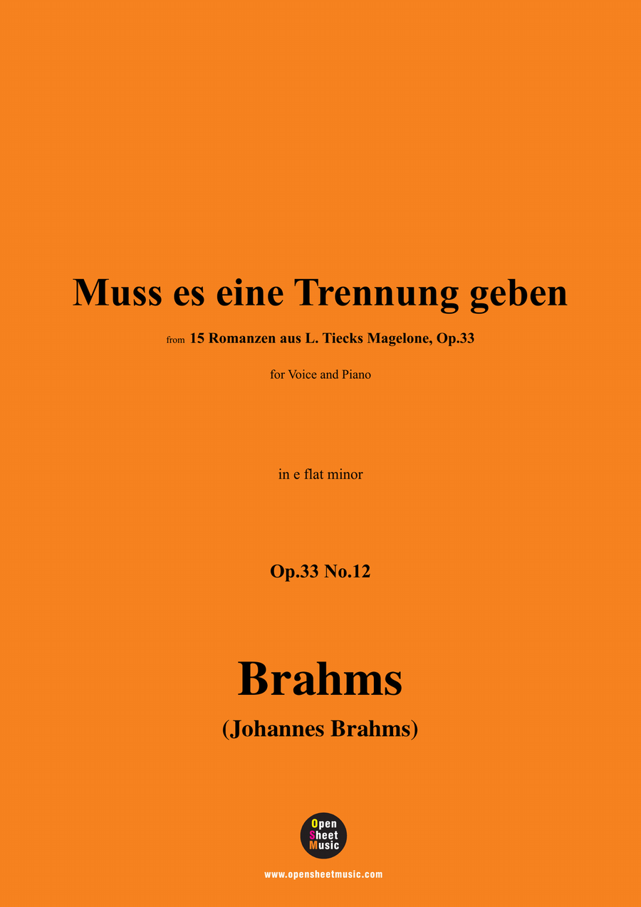 Brahms-Muss es eine Trennung geben,in e flat minor Piano, Vocal scores gallery preview page 1