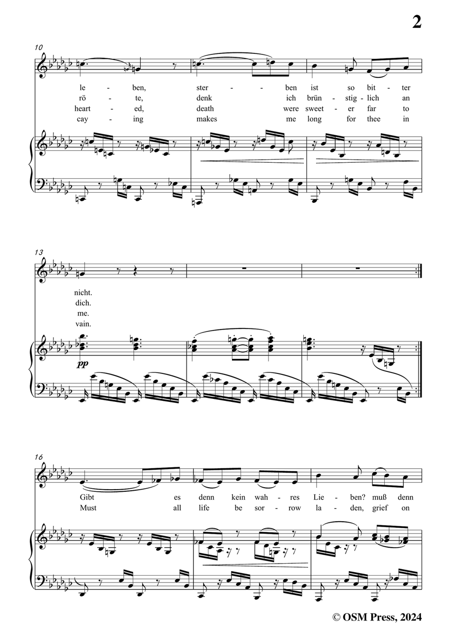 Brahms-Muss es eine Trennung geben,in e flat minor Piano, Vocal scores gallery preview page 3