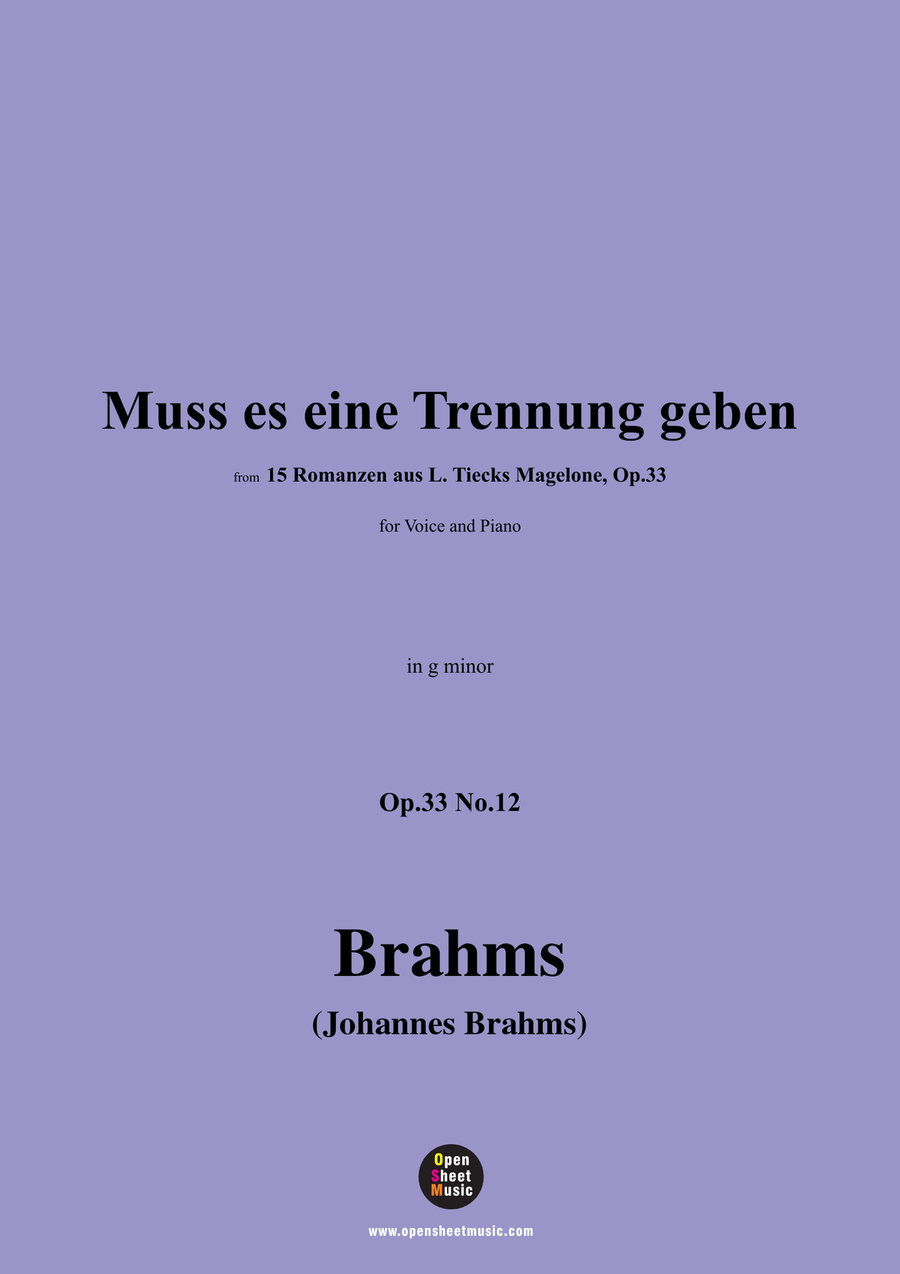 Brahms-Muss es eine Trennung geben,in g minor Piano, Vocal scores gallery preview page 1