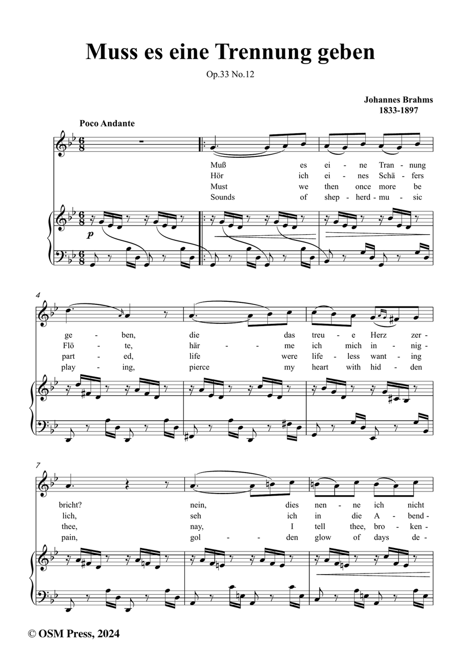Brahms-Muss es eine Trennung geben,in g minor Piano, Vocal scores gallery preview page 2