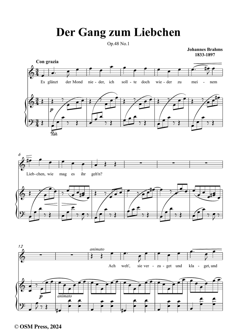 Brahms-Der Gang zum Liebchen,in a minor Piano, Vocal scores gallery preview page 2