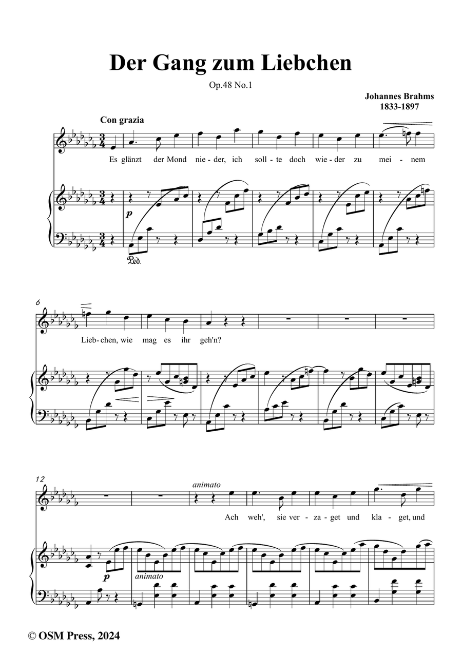 Brahms-Der Gang zum Liebchen,in a flat minor Piano, Vocal scores gallery preview page 2