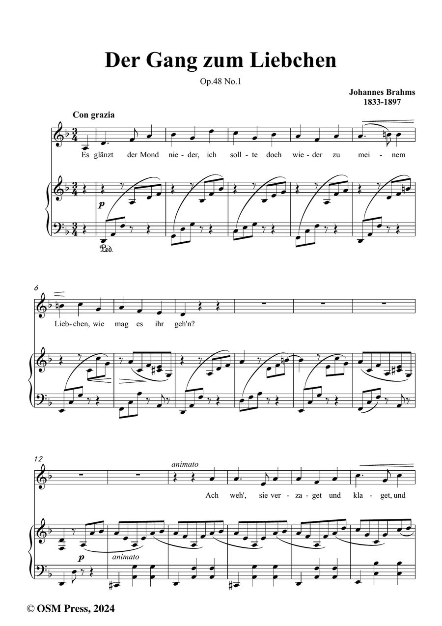 Brahms-Der Gang zum Liebchen,in d minor Piano, Vocal scores gallery preview page 2