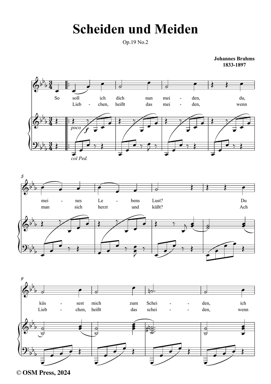 Brahms-Scheiden und Meiden,in c minor Piano, Vocal scores gallery preview page 2