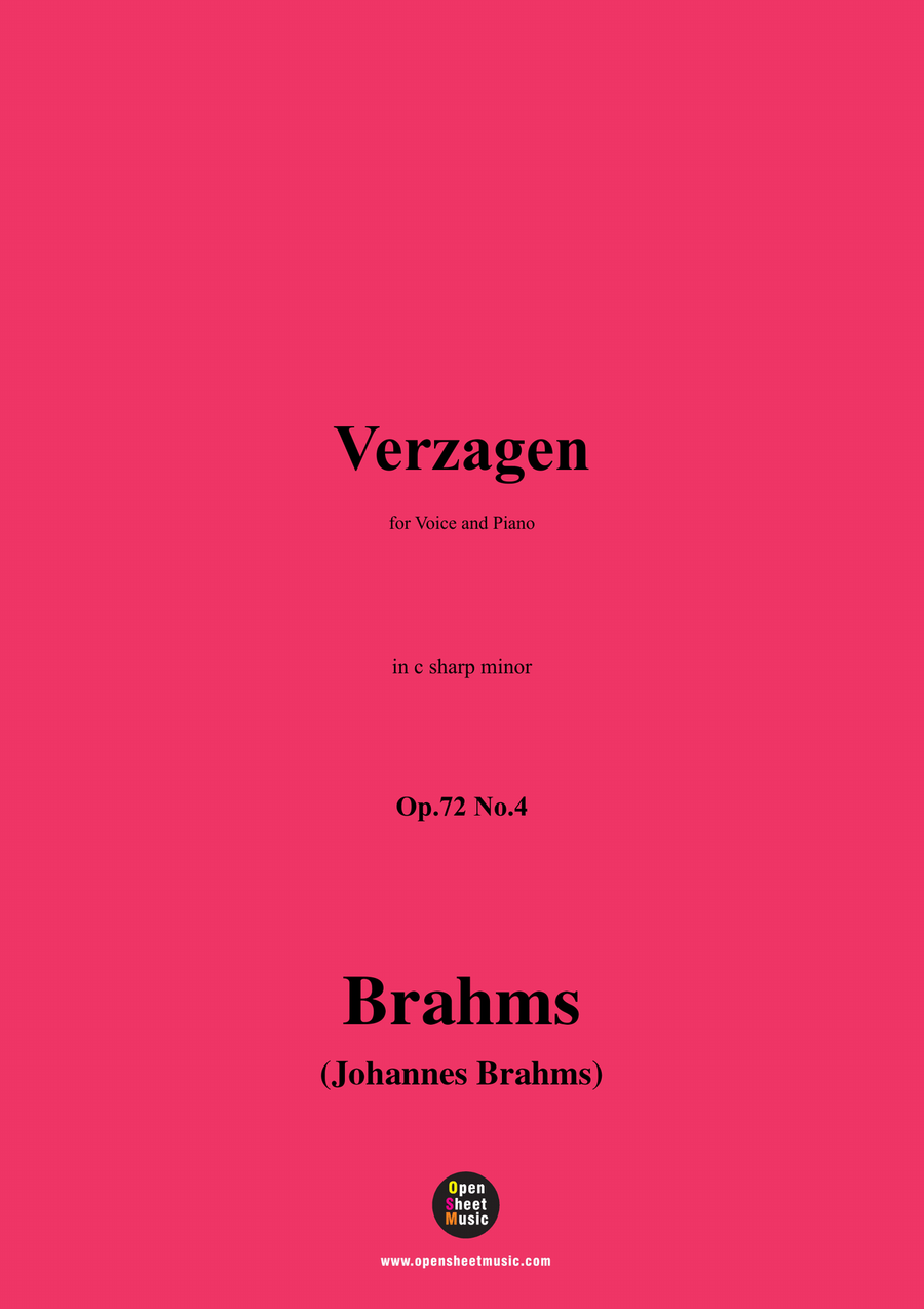Brahms-Verzagen,in c sharp minor Piano, Vocal scores gallery preview page 1