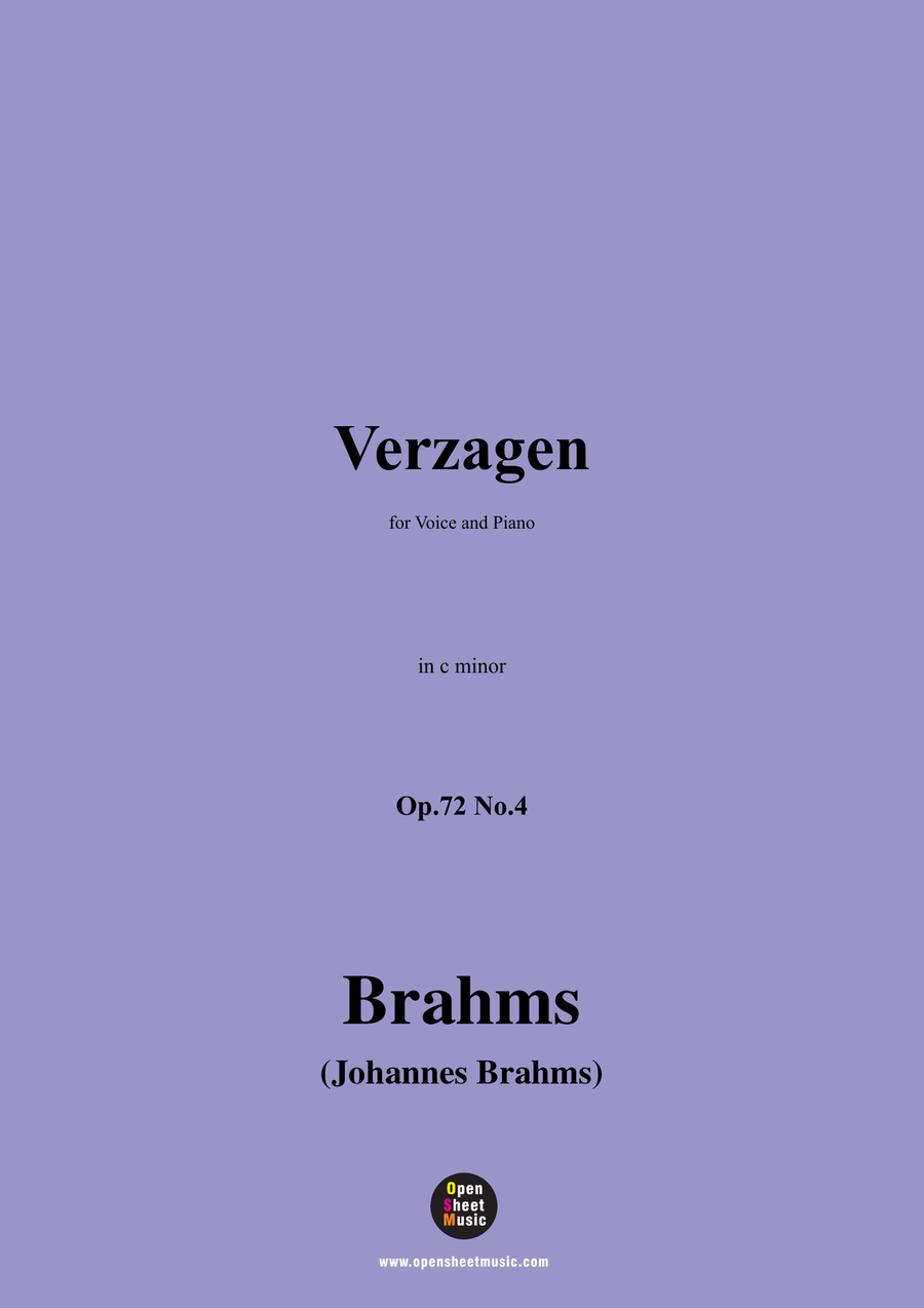 Brahms-Verzagen,in c minor Piano, Vocal scores gallery preview page 1