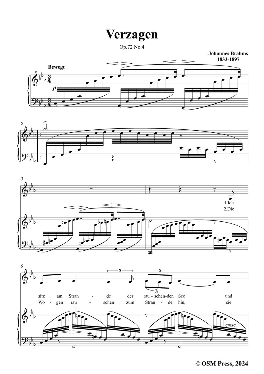 Brahms-Verzagen,in c minor Piano, Vocal scores gallery preview page 3