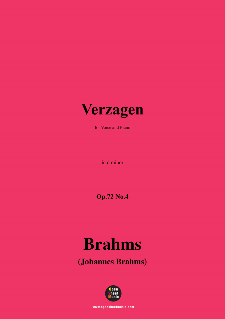 Brahms-Verzagen,in d minor Piano, Vocal scores gallery preview page 1