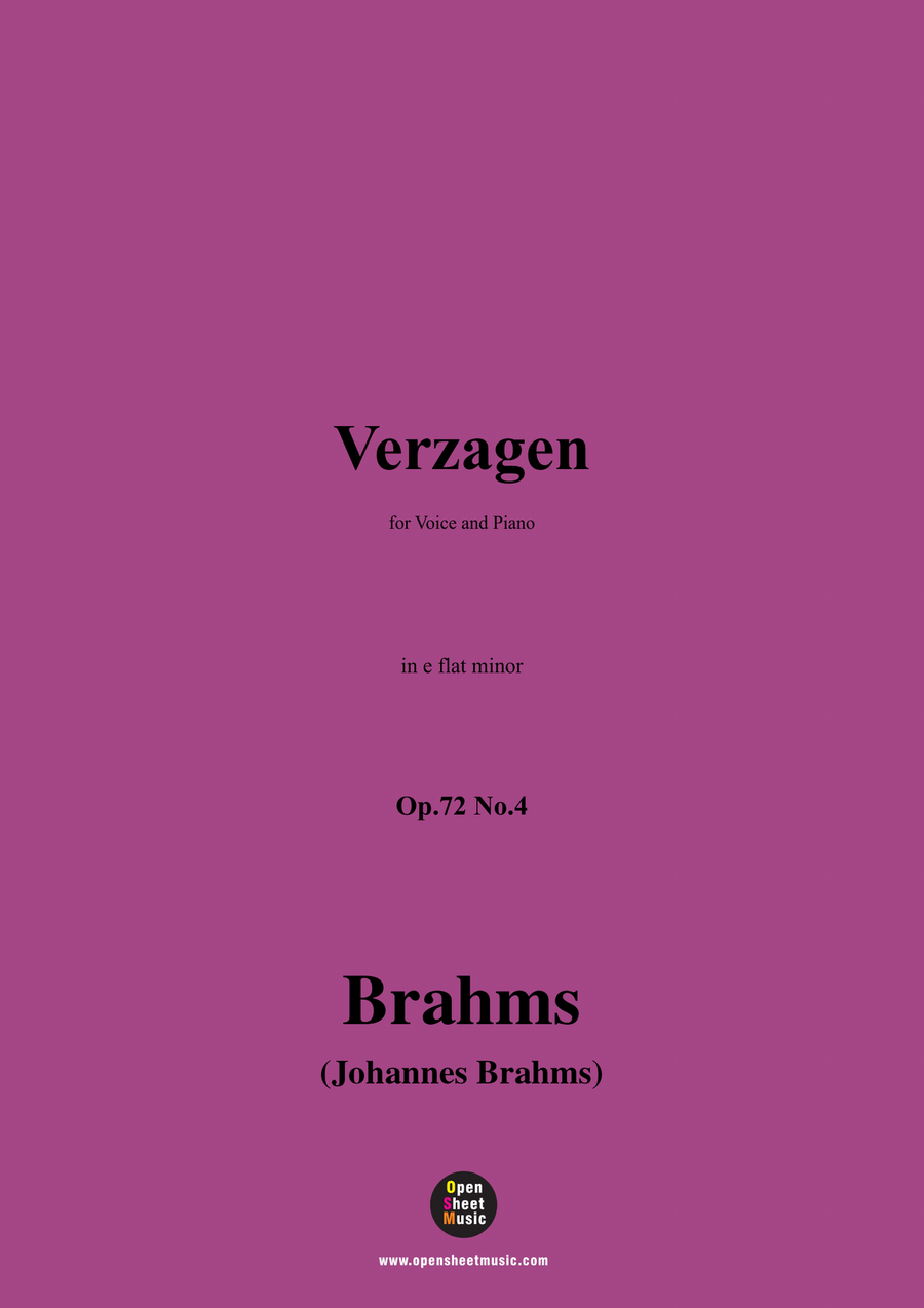 Brahms-Verzagen,in e flat minor Piano, Vocal scores gallery preview page 1