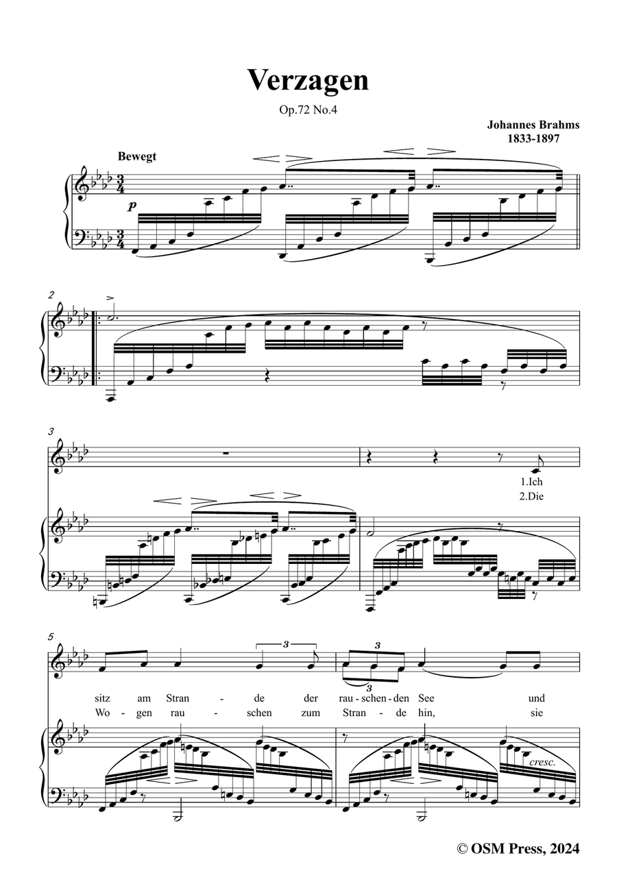 Brahms-Verzagen,in f minor Piano, Vocal scores gallery preview page 3