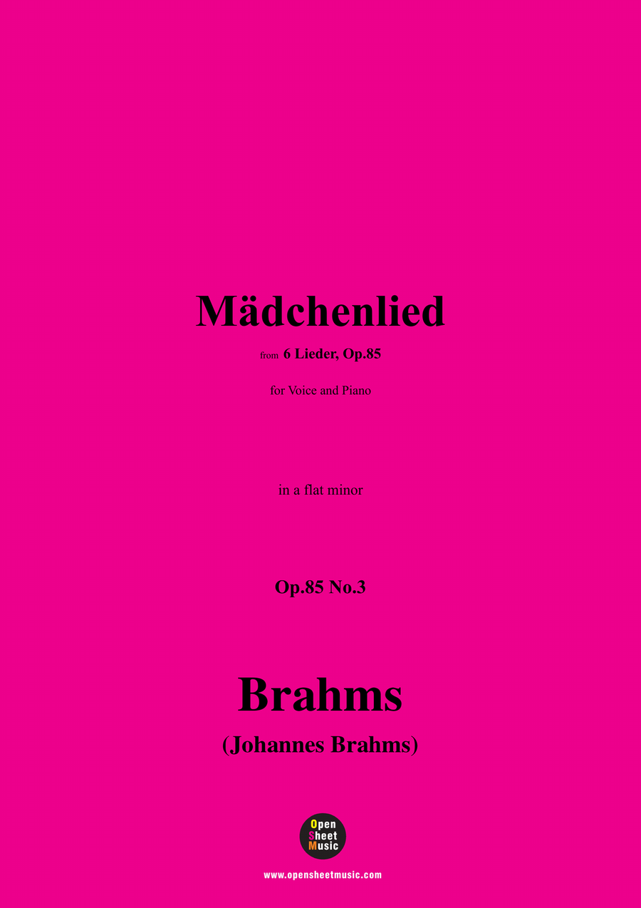 Brahms-Madchenlied, in a flat minor Piano, Vocal scores gallery preview page 1