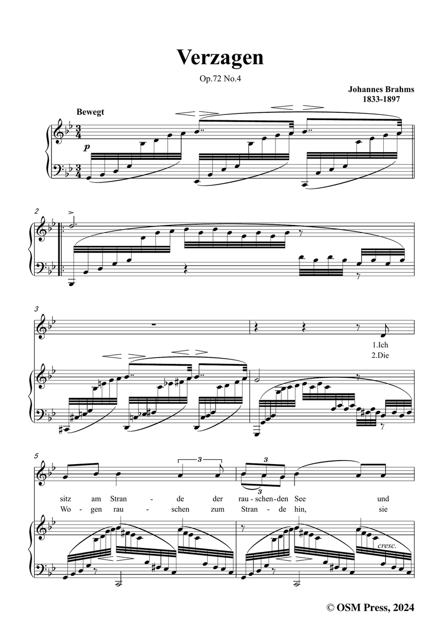 Brahms-Verzagen,in g minor Piano, Vocal scores gallery preview page 3