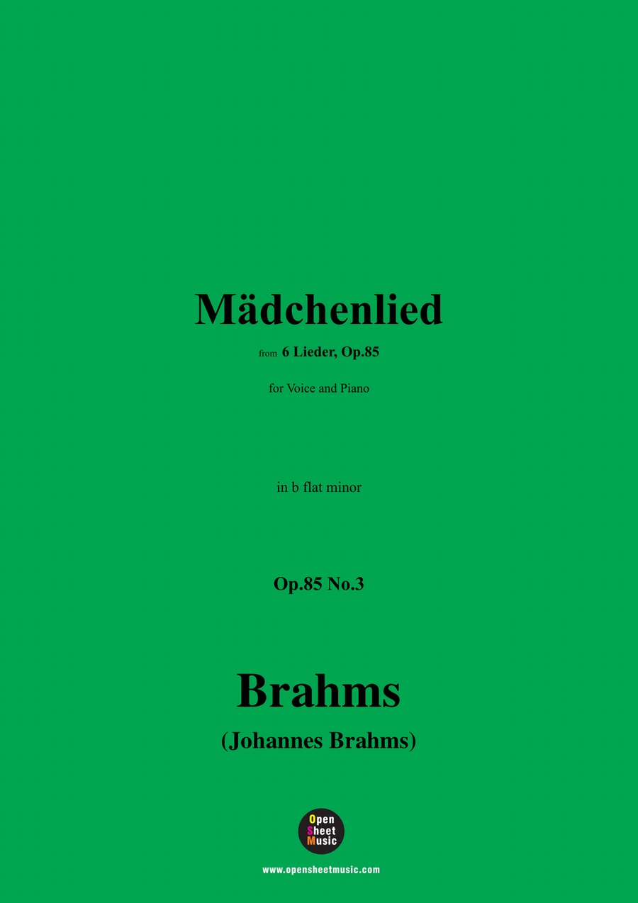 Brahms-Madchenlied,in b flat minor Piano, Vocal scores gallery preview page 1