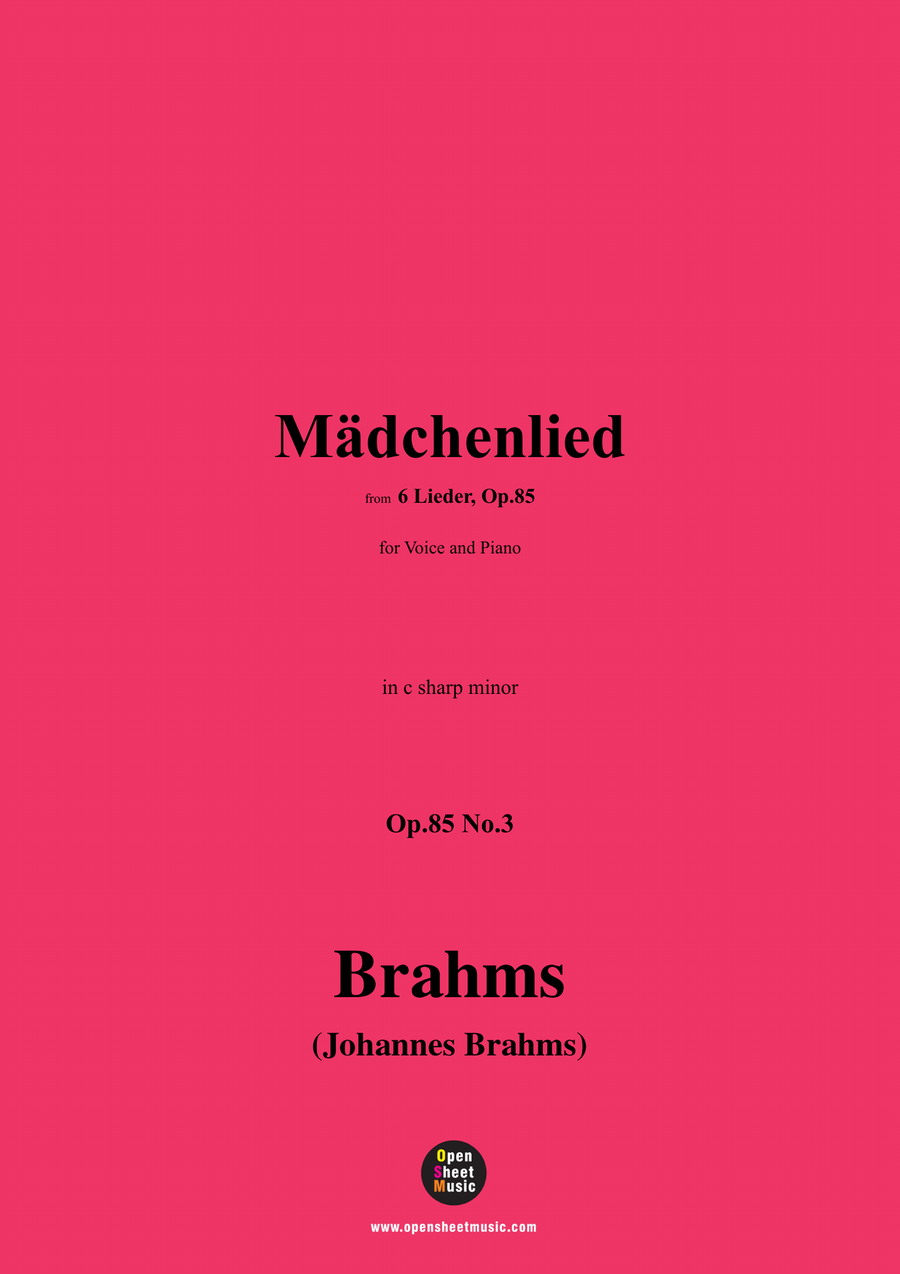 Brahms-Madchenlied,in c sharp minor Piano, Vocal scores gallery preview page 1