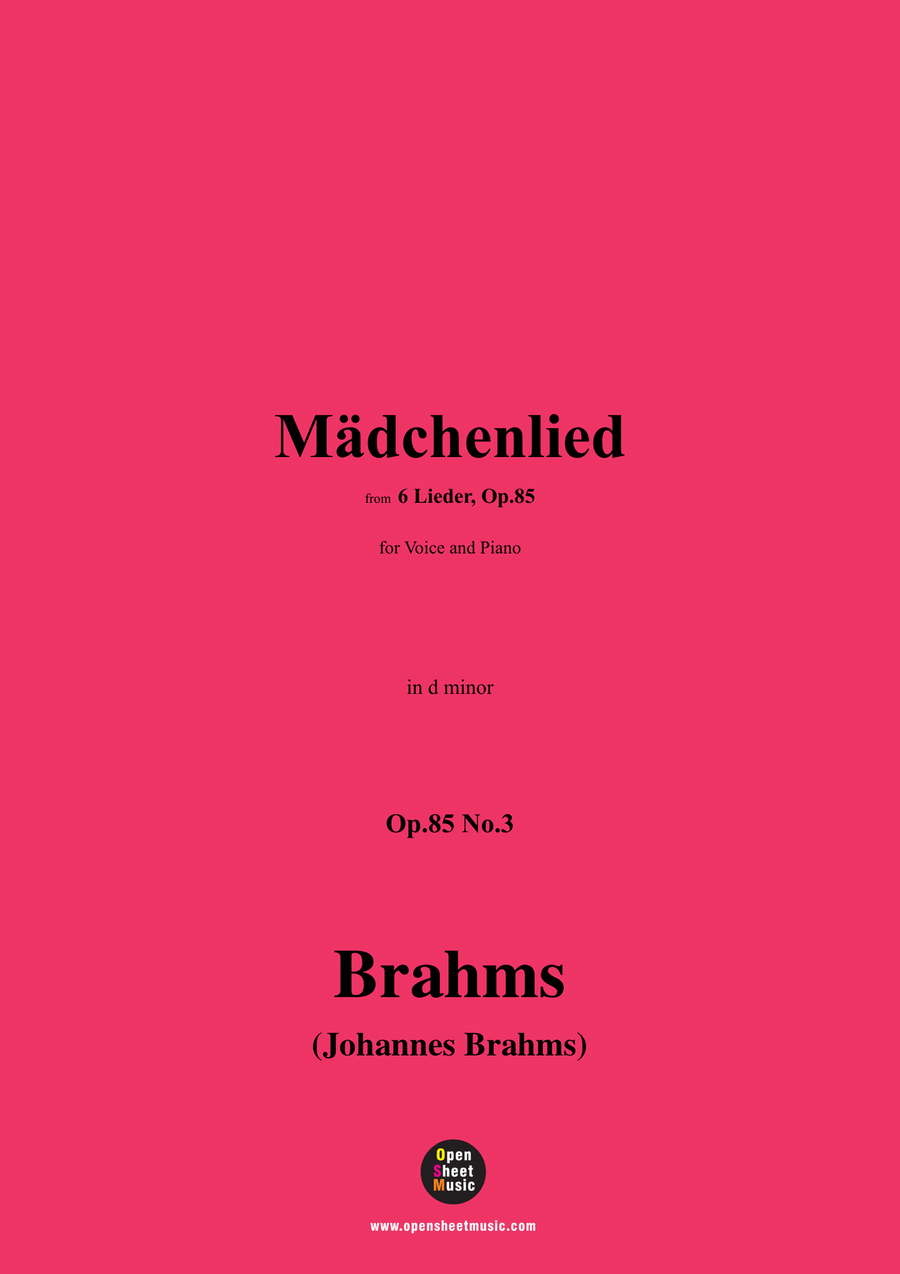 Brahms-Madchenlied,in d minor Piano, Vocal scores gallery preview page 1