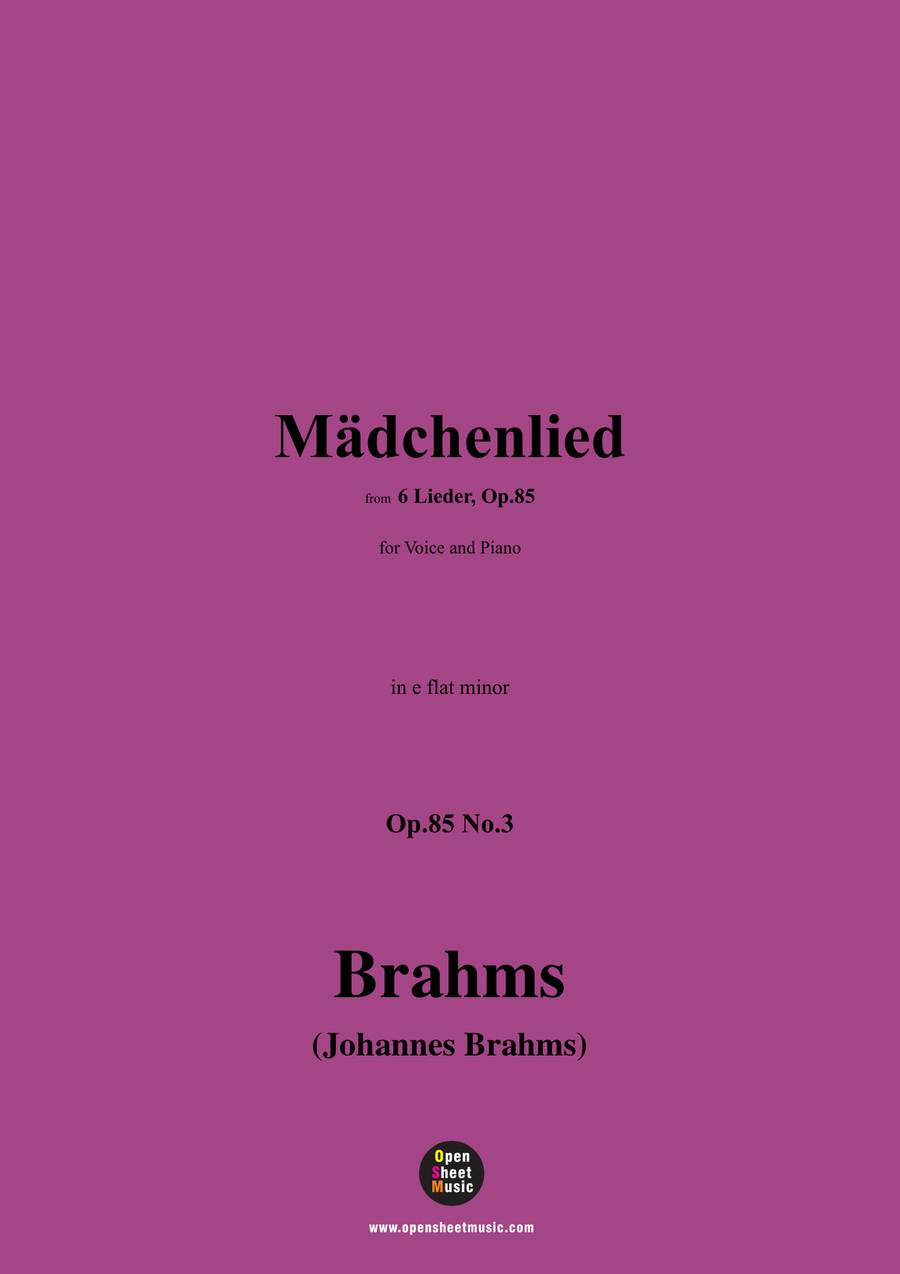 Brahms-Madchenlied,in e flat minor Piano, Vocal scores gallery preview page 1