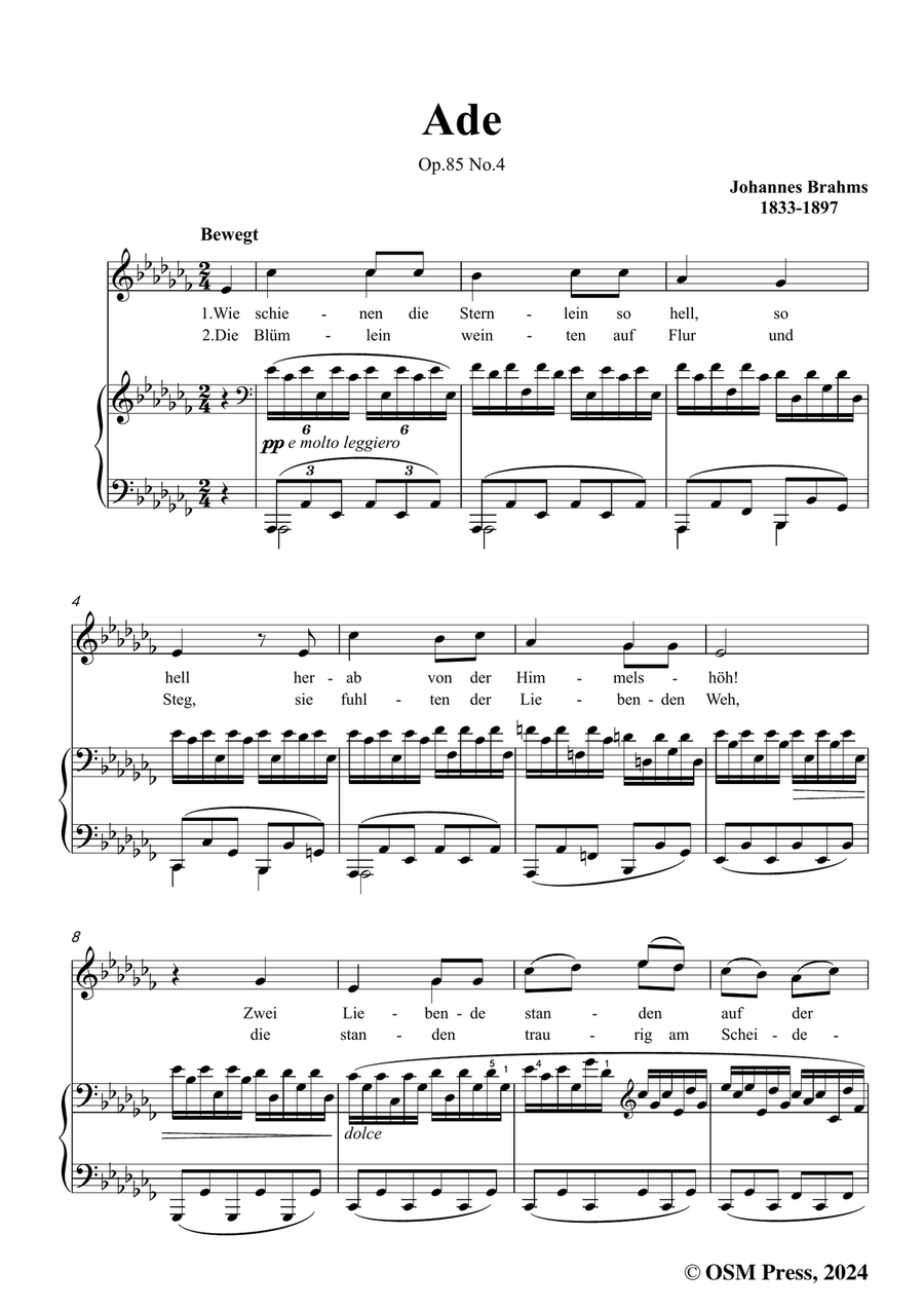 Brahms-Ade,in a flat minor Piano, Vocal scores gallery preview page 3