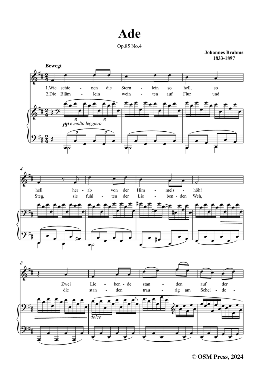 Brahms-Ade,in b minor Piano, Vocal scores gallery preview page 3