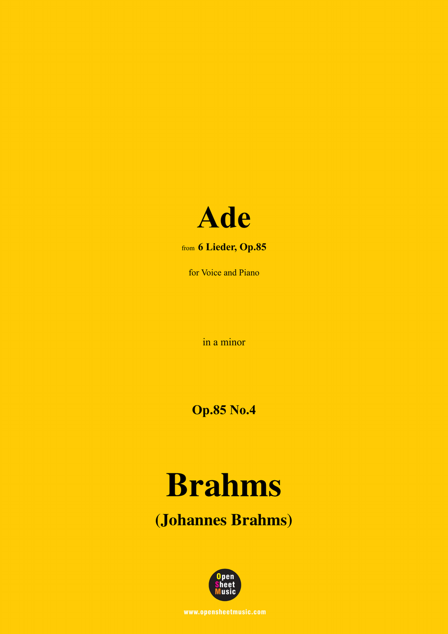 Brahms-Ade,in a minor Brahms-Ade,in a minor Piano, Vocal scores gallery preview page 1