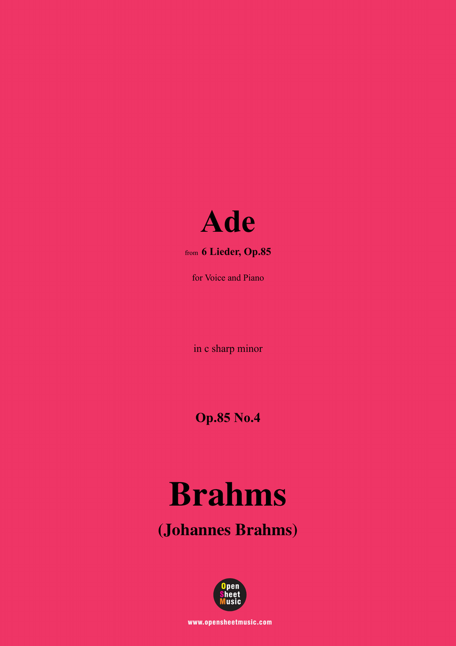 Brahms-Ade,in c sharp minor Piano, Vocal scores gallery preview page 1