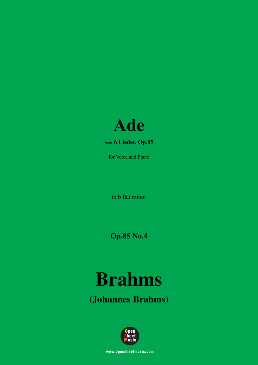 Brahms-Ade,in b flat minor Piano, Vocal scores gallery preview page 1