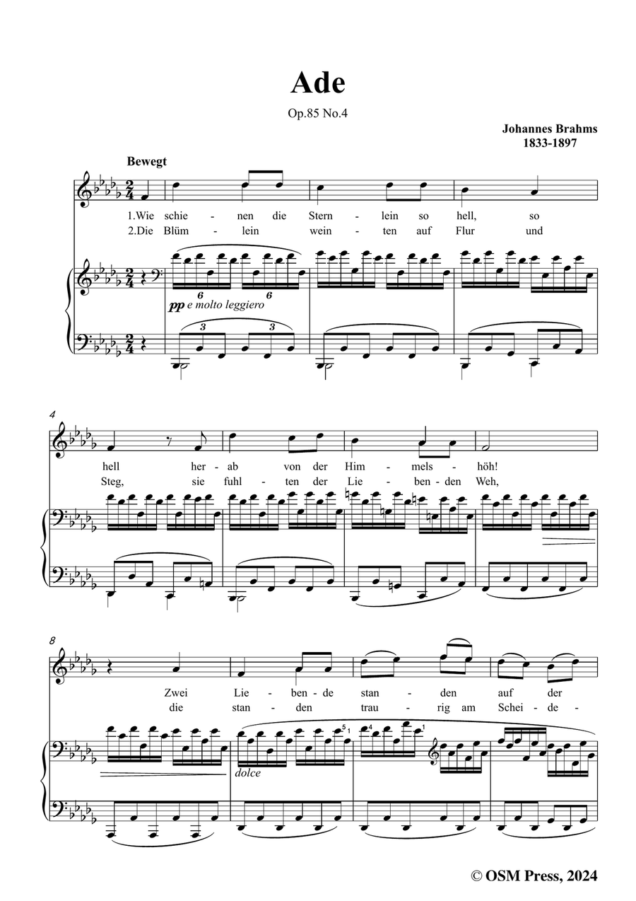 Brahms-Ade,in b flat minor Piano, Vocal scores gallery preview page 3