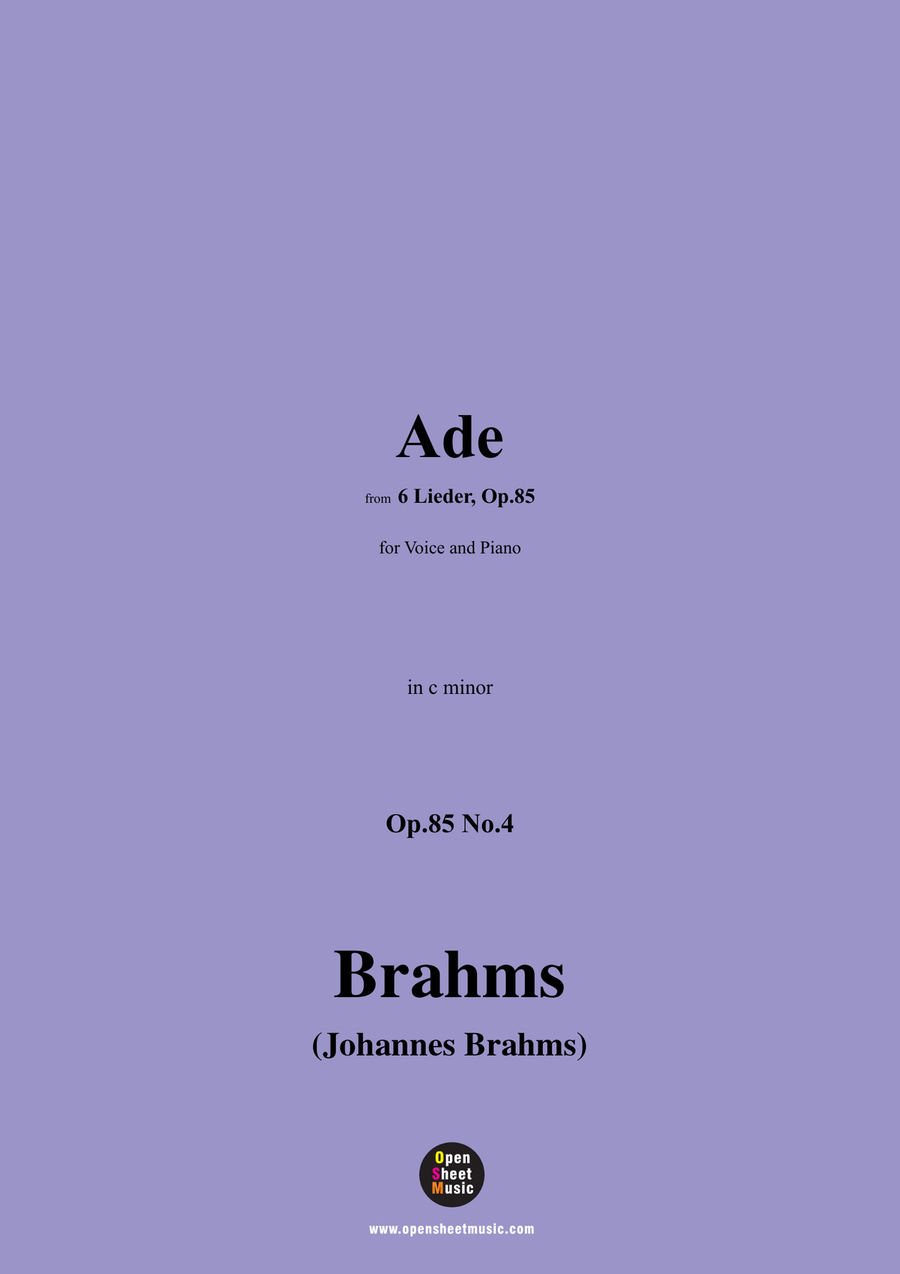 Brahms-Ade,in c minor Piano, Vocal scores gallery preview page 1