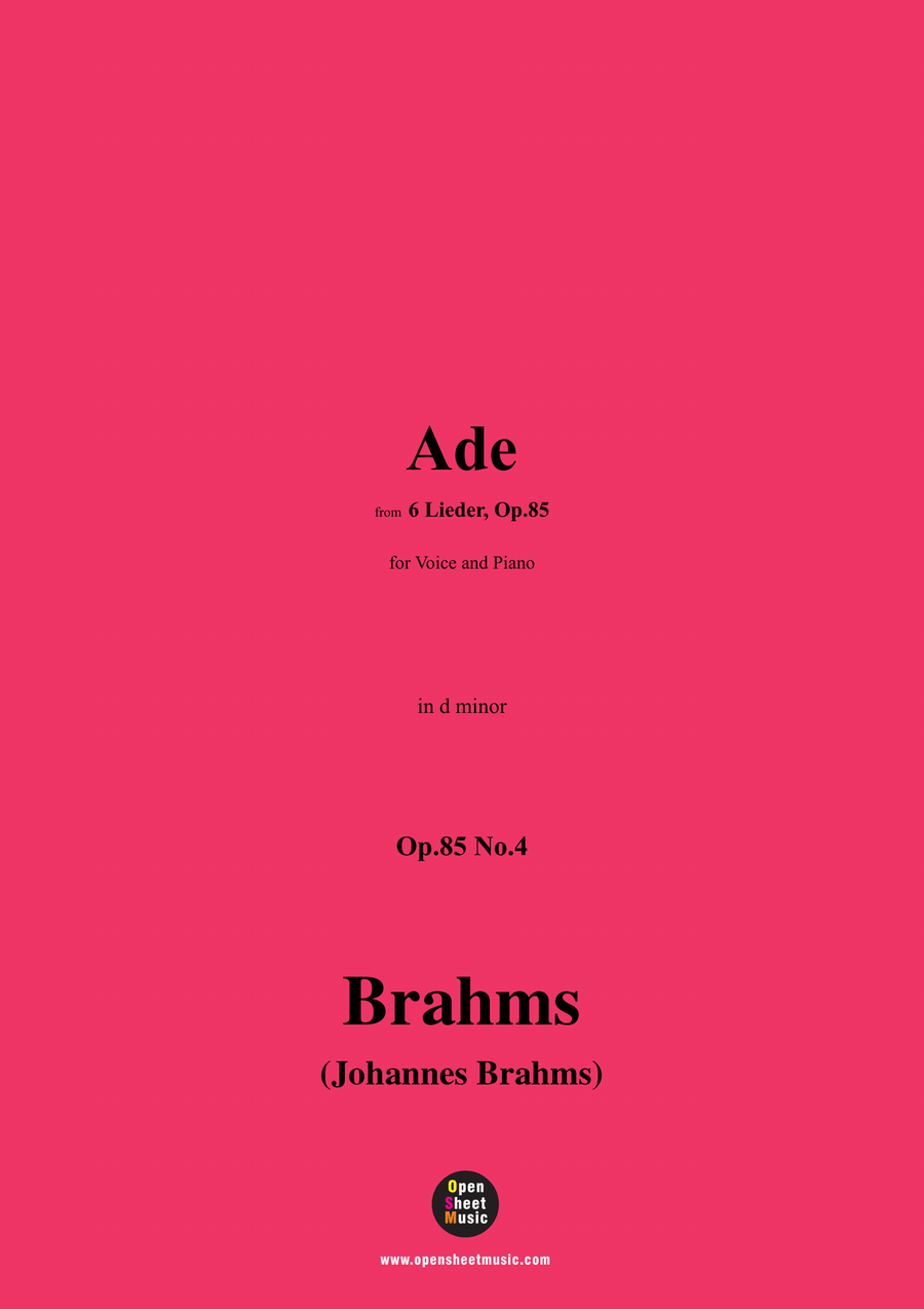 Brahms-Ade,in d minor Brahms-Ade,in d minor Piano, Vocal scores gallery preview page 1
