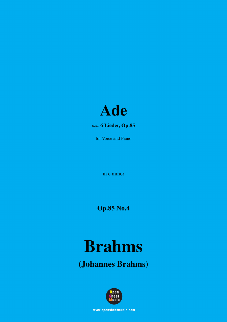 Brahms-Ade,in e minor Brahms-Ade,in e minor Piano, Vocal scores gallery preview page 1