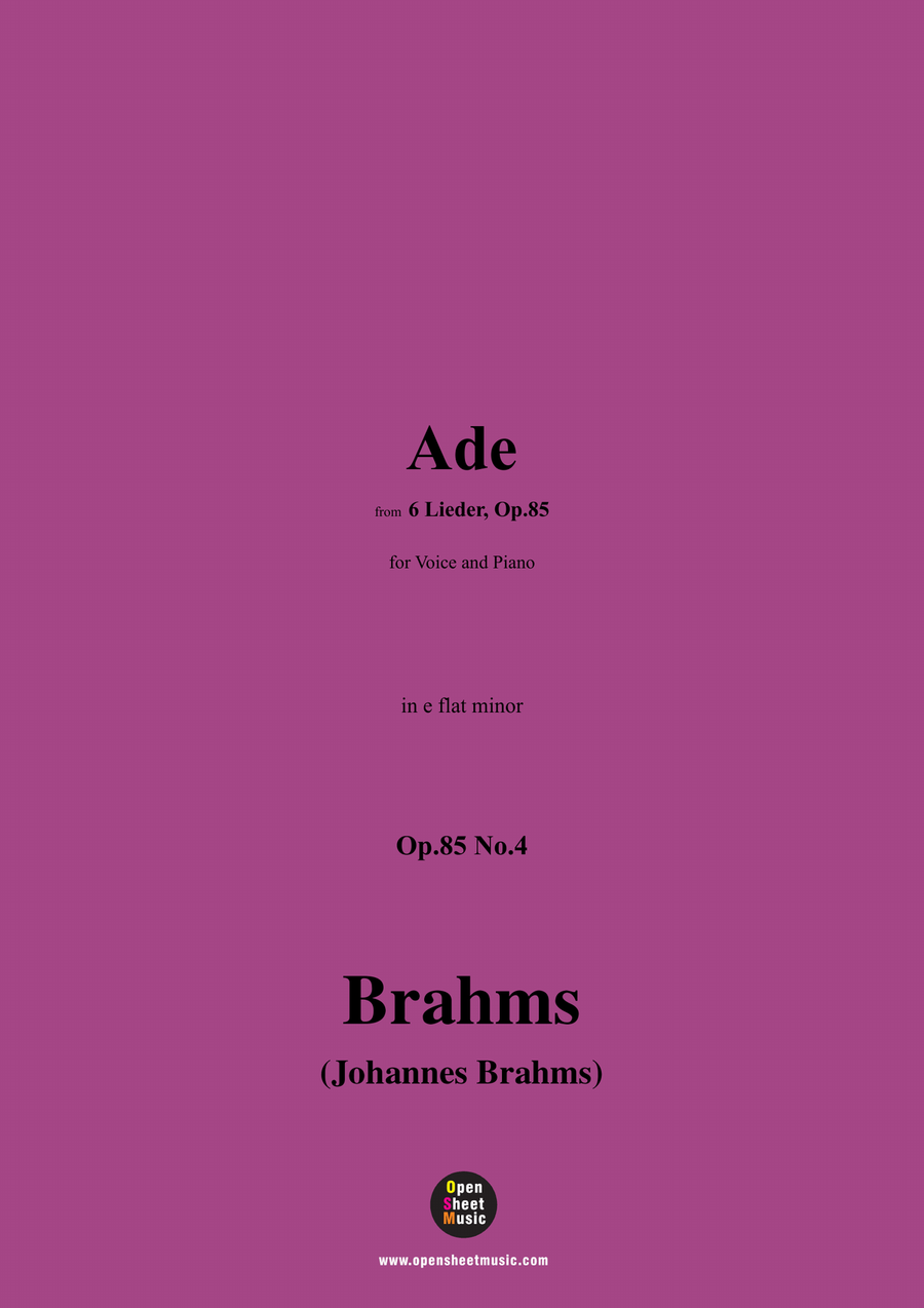 Brahms-Ade,in e flat minor Piano, Vocal scores gallery preview page 1